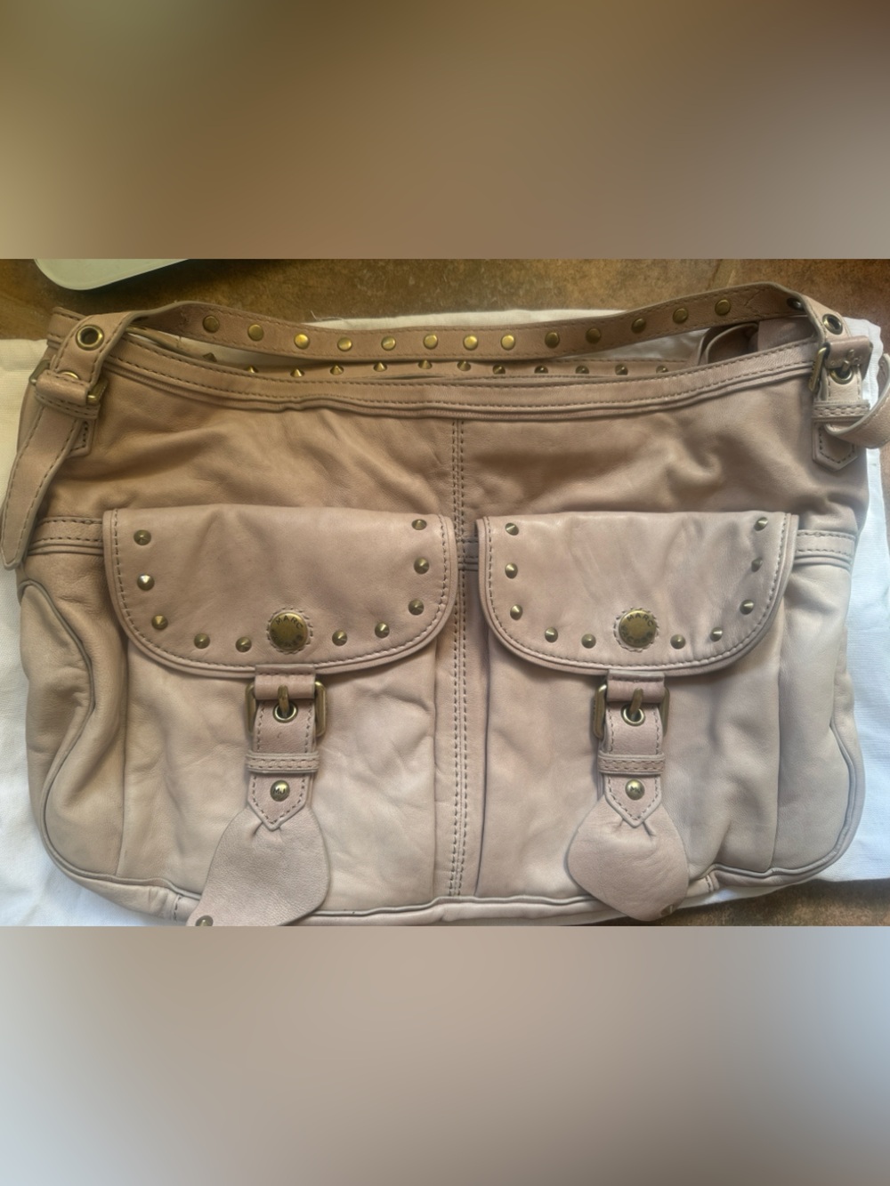 Marc by Marc Jacobs Pale Pink Studded Leather Shoulder Bag